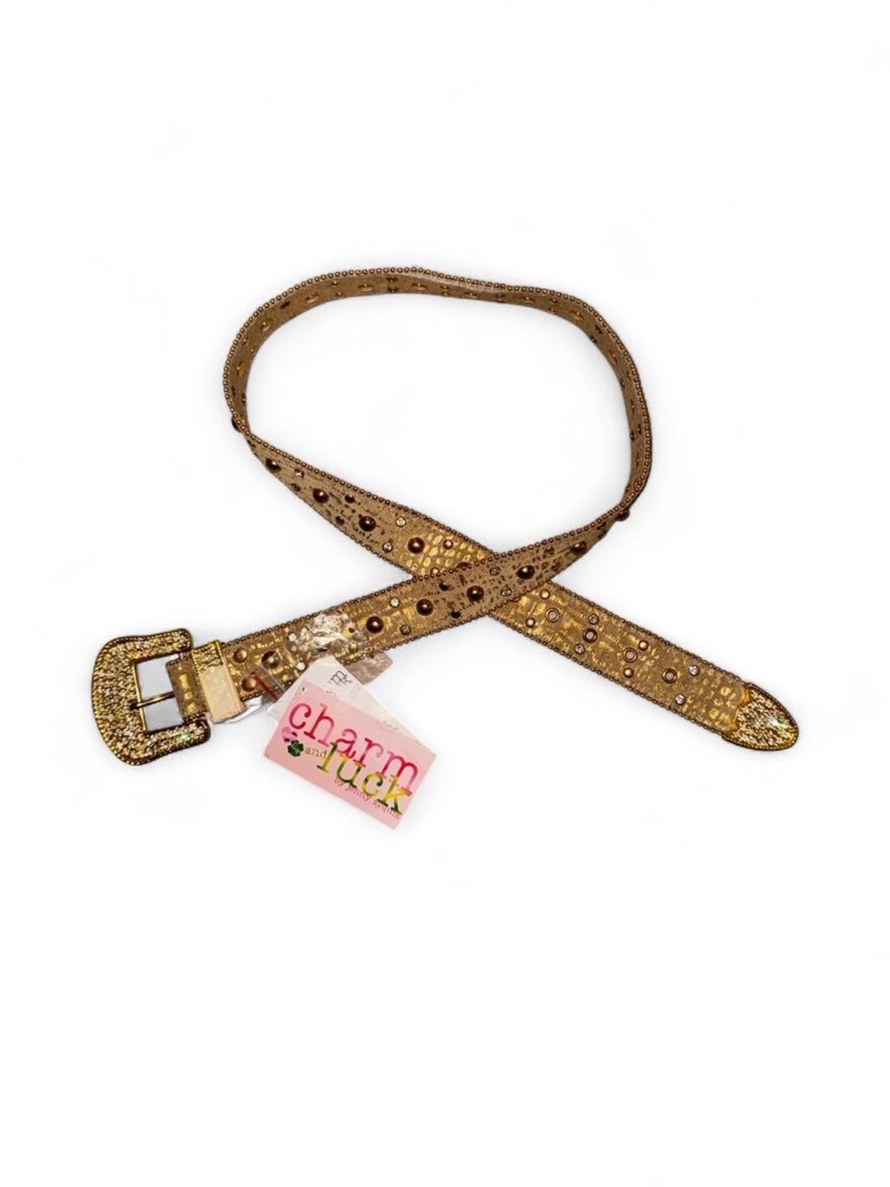 Vintage Y2K Genuine Leather Studded Belt by Charm & Luck | With Tags